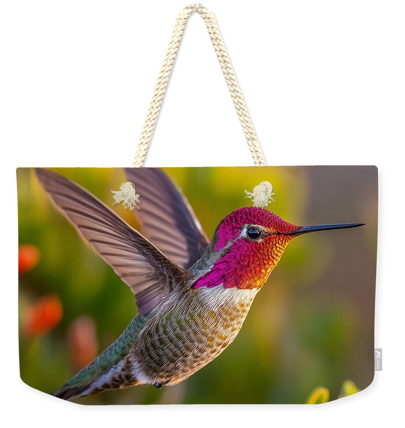 Vibrant Hummingbird in Flight - Weekender Tote Bag
