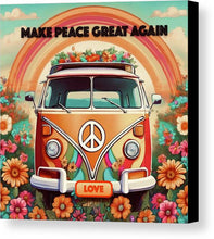 MAKE PEACE GREAT AGAIN - Vintage Love Van - Canvas Print