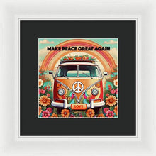 MAKE PEACE GREAT AGAIN - Vintage Love Van - Framed Print