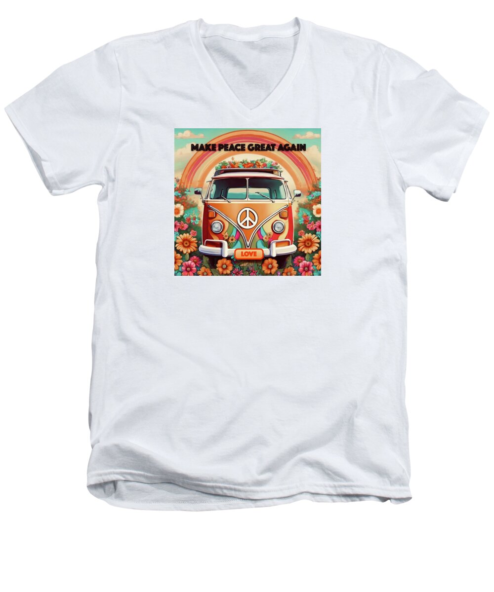 MAKE PEACE GREAT AGAIN - Vintage Love Van - Men's V-Neck T-Shirt