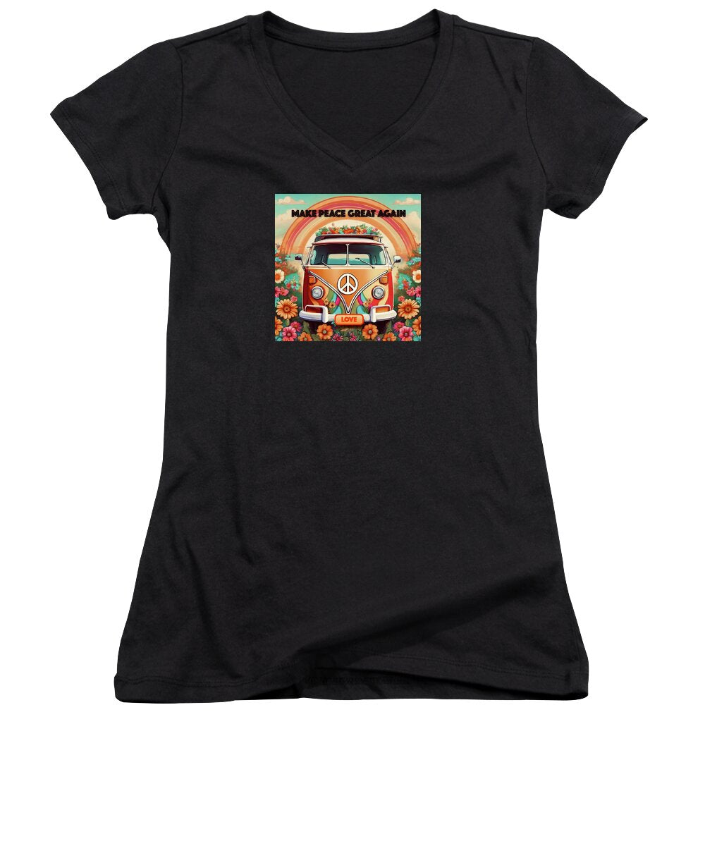 MAKE PEACE GREAT AGAIN - Vintage Love Van - Women's V-Neck