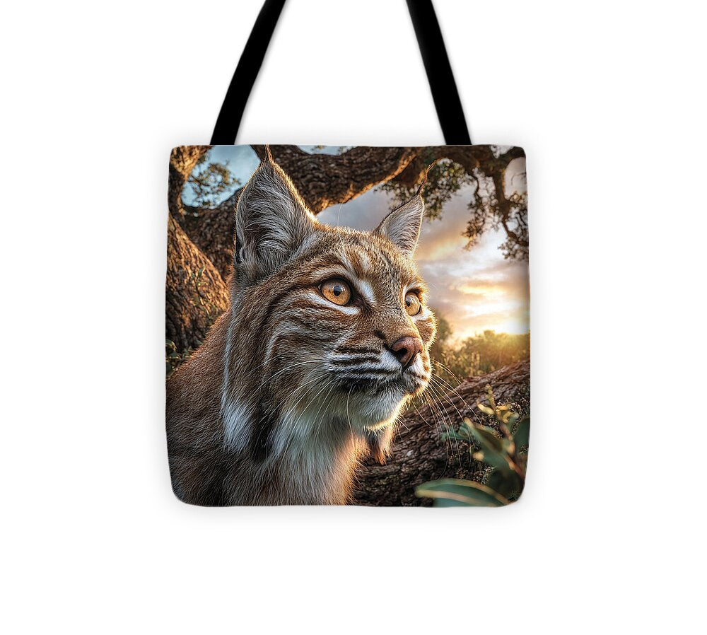 Watchful Lynx at Sunset - Tote Bag