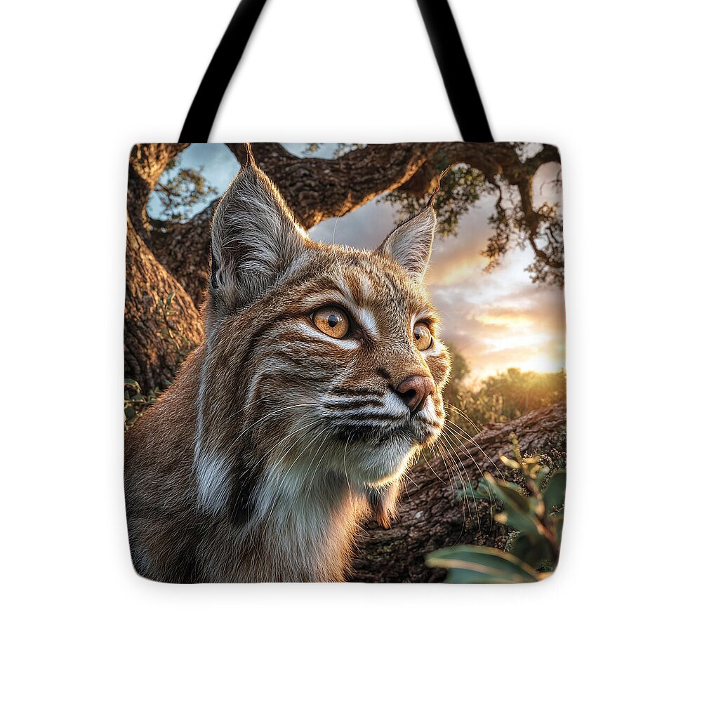 Watchful Lynx at Sunset - Tote Bag