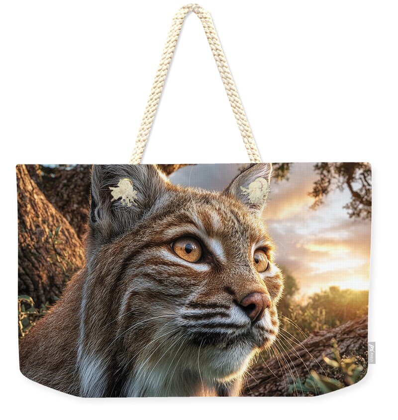 Watchful Lynx at Sunset - Weekender Tote Bag