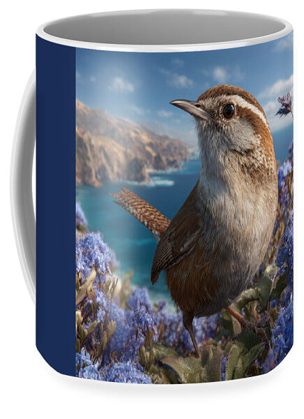 Wren in Coastal Wildflowers - Mug