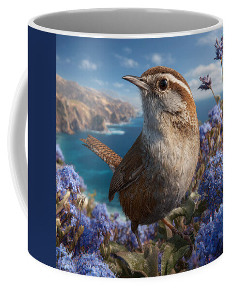 Wren in Coastal Wildflowers - Mug