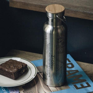 Zion National Park - Utah Map Bottle with Bamboo Top