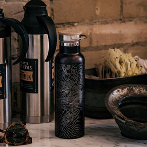 Zion National Park - Utah Map Bottle with Bamboo Top in Matte Black